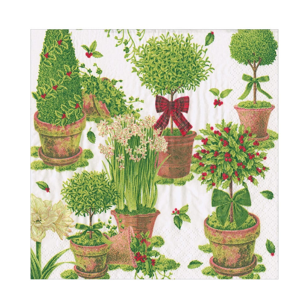 Caspari Winter Topiaries Luncheon Napkin