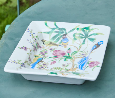 7 1/2" Bird & Blossom Chinoiserie Decorative Tray