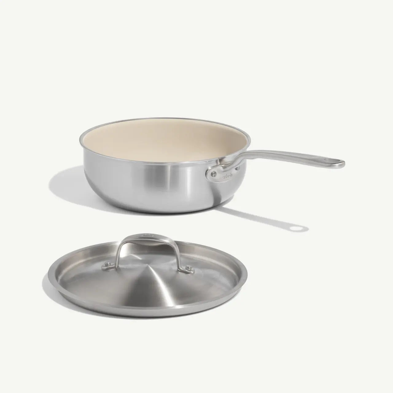 Made In 3.5 Qt CeramiClad Saucier - Sand