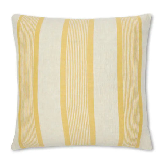 French Ticking Stripe Cushion Cover + Insert Marigold 22"x22"