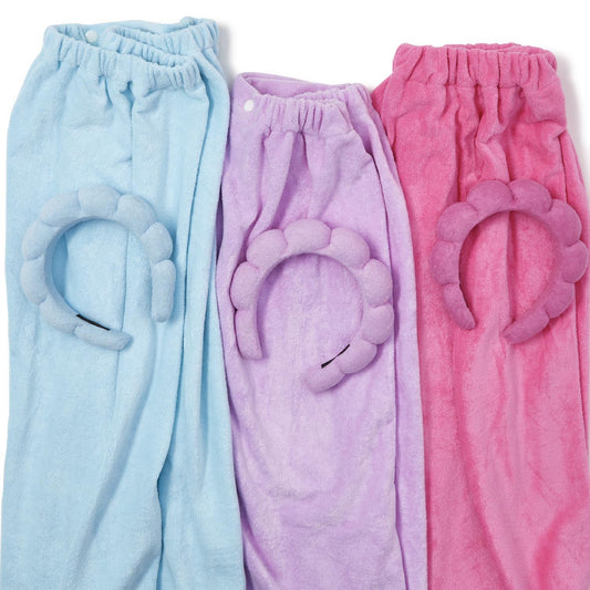 Two's Company Headband & Wrap Towel Set, Pink