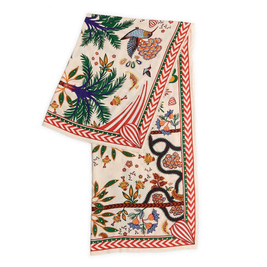 Two's Company Magic India Beige Square Scarf
