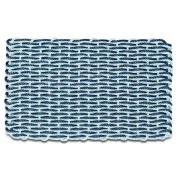 Wicked Good Lobster Rope Outdoor Doormat, Navy & Seafoam, Double Weave 18x30