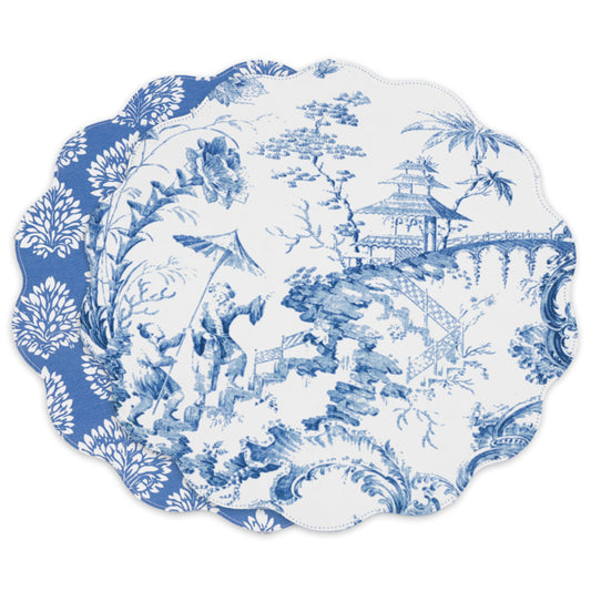 Beatriz Ball Vida Chinoiserie Reversible Round Placemats, S\4