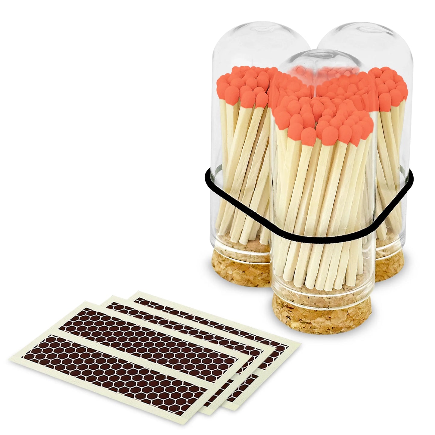 2" Matches In Mini Cloche Jar - Orange