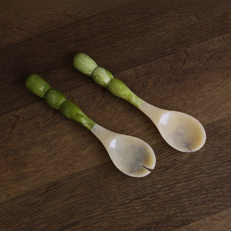Beatriz Ball Resin Rio Bubble Salad Servers, Green
