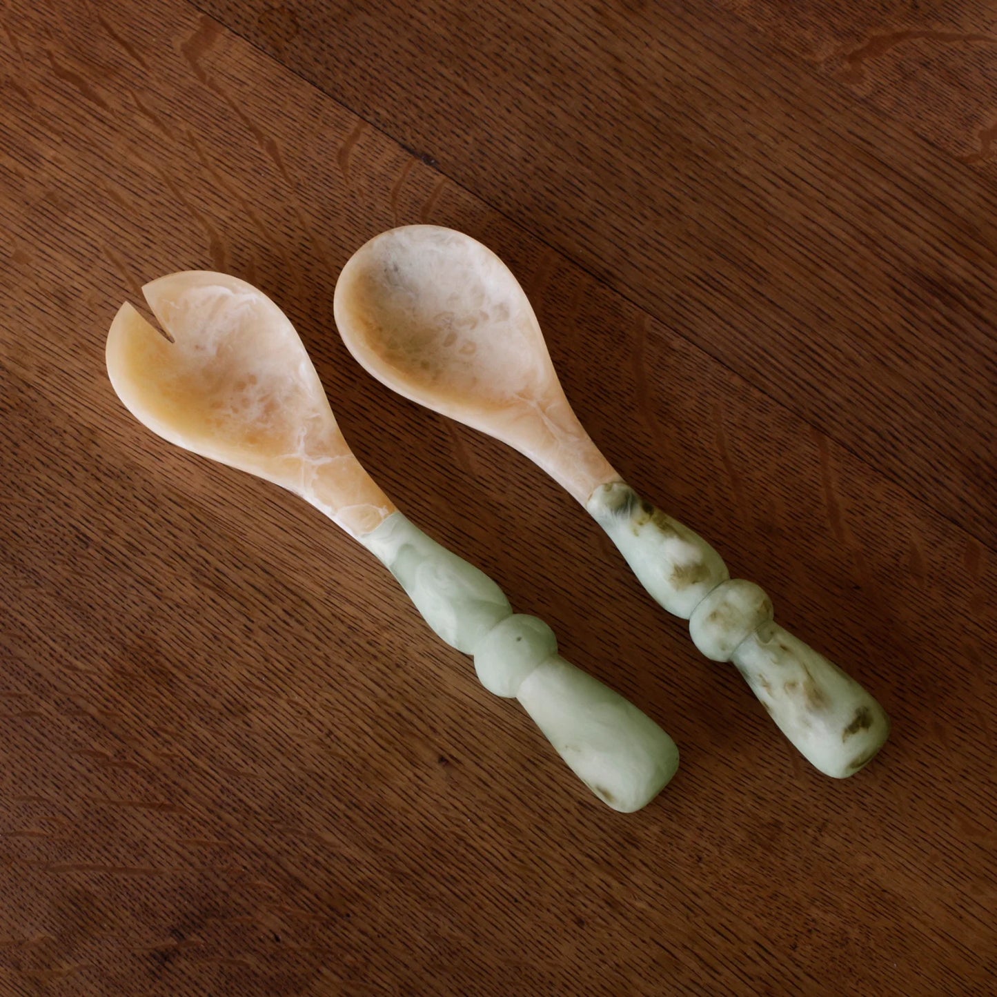 Beatriz Ball Resin Giada Salad Servers, Jade Swirl