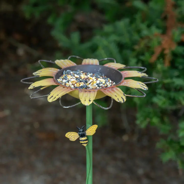 Sunflower Bowl Bird Feeder Stake