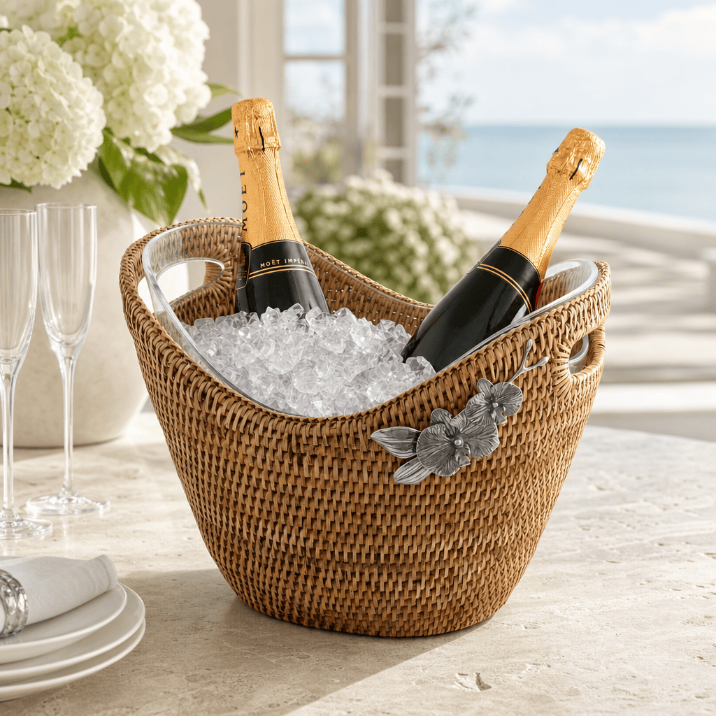 Orchids Hand Woven Wicker Rattan Champagne / Ice Tub