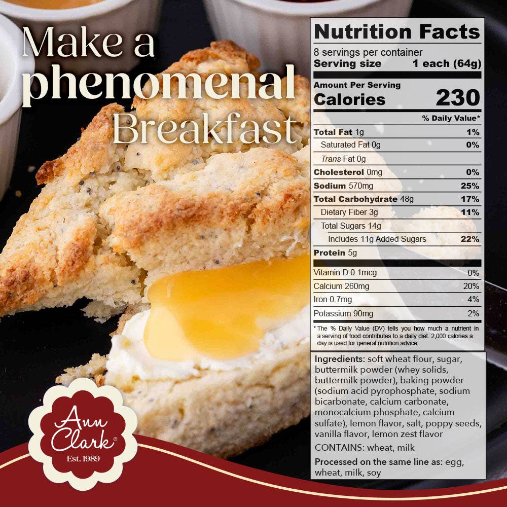 Traditional Lemon Poppyseed Scone Mix, 18 oz