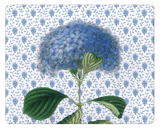 Blue Hydrangea on Provincial Print Glass Cutting Board