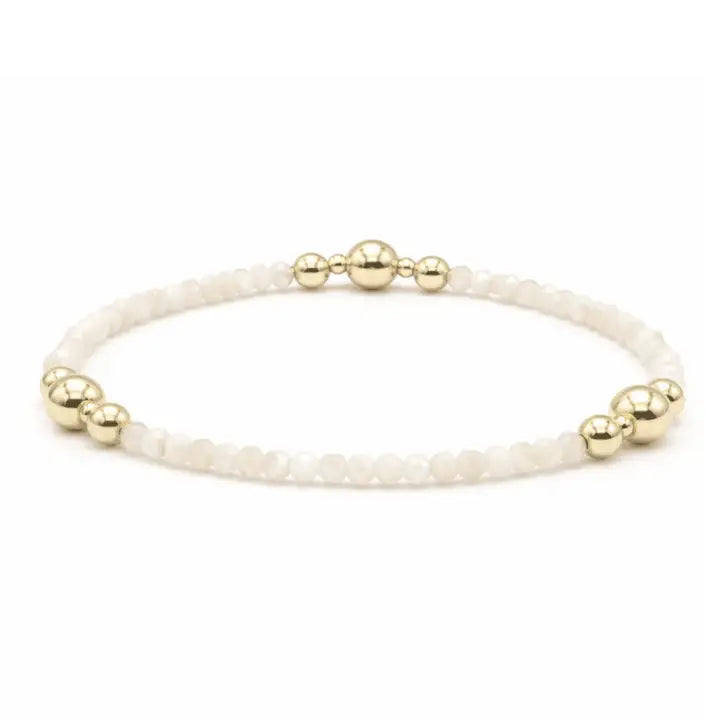 The Nantucket Shimmer Winter White & 14k Gold- Filled Beaded Bracelet