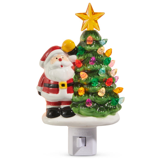 Raz 6.5" Santa with Tree Night Light