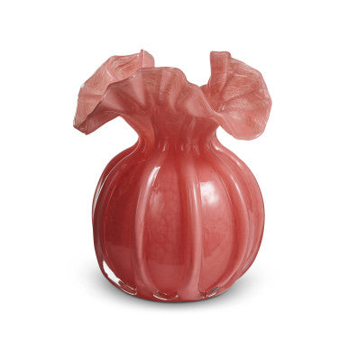 Raz Salmon Ruffle Vase, 6.5"