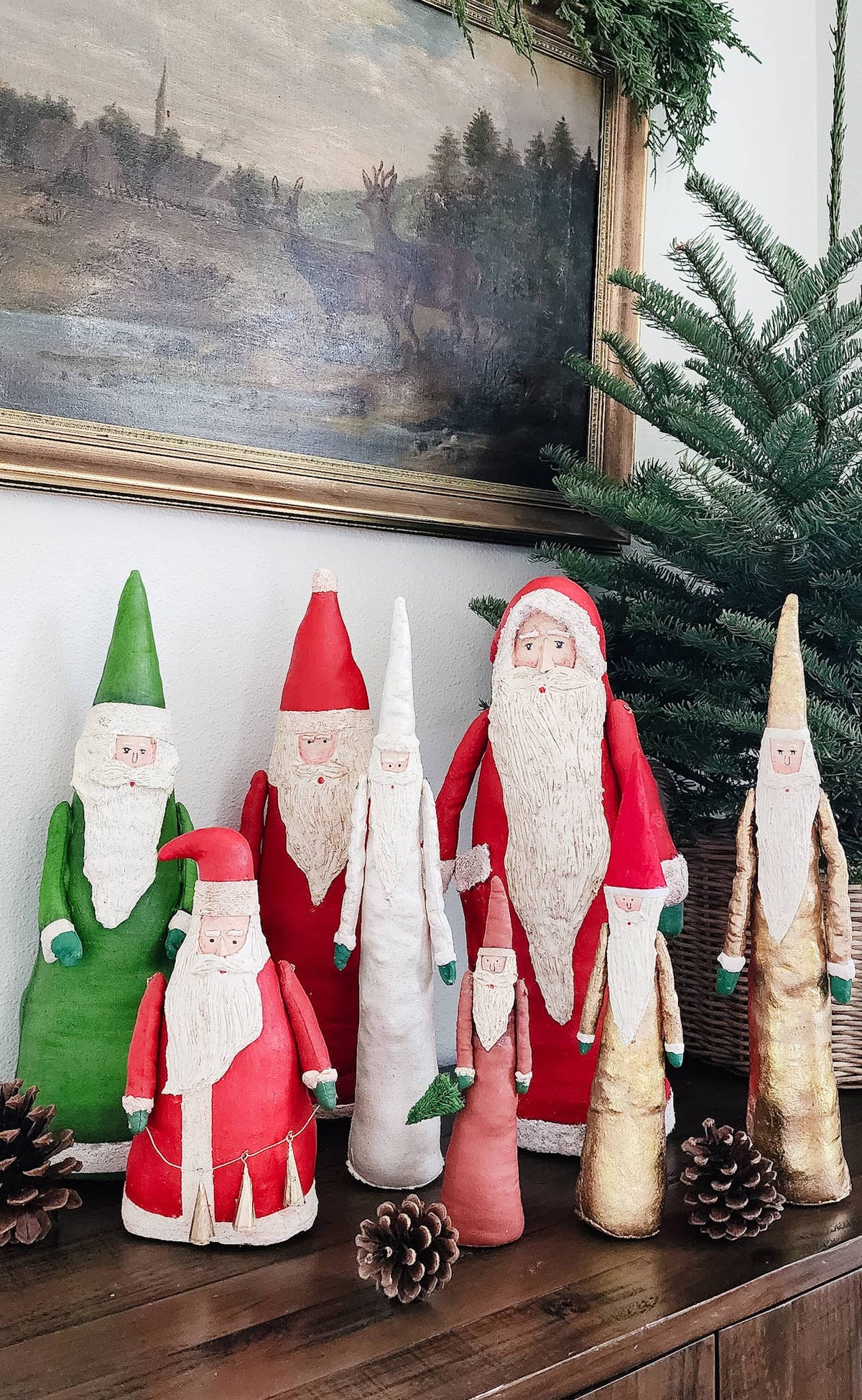 16" Canvas Tall Slim Santa (Gold)