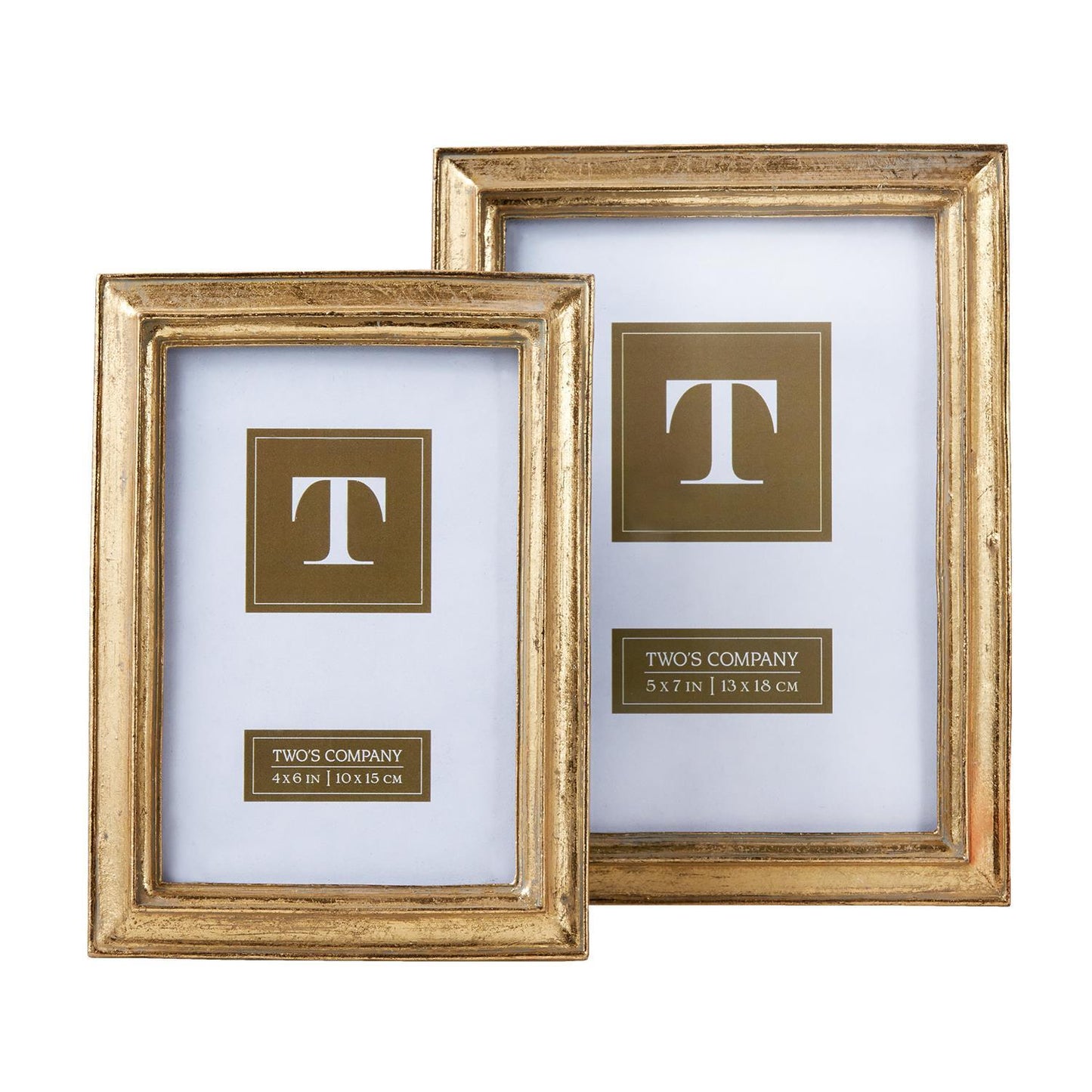 Twos Company Set of 2 Gold Leaf Photo Frame