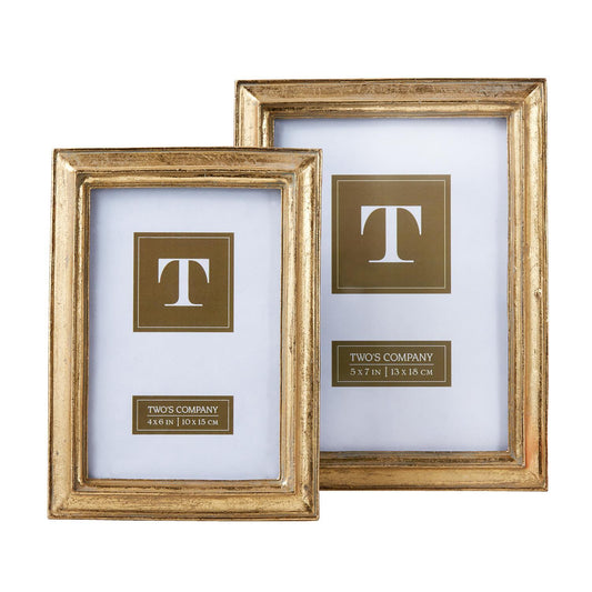 Twos Company Set of 2 Gold Leaf Photo Frame