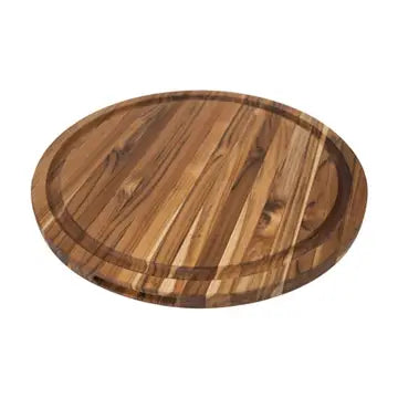 Teak Haus Round Carving Board With Canal