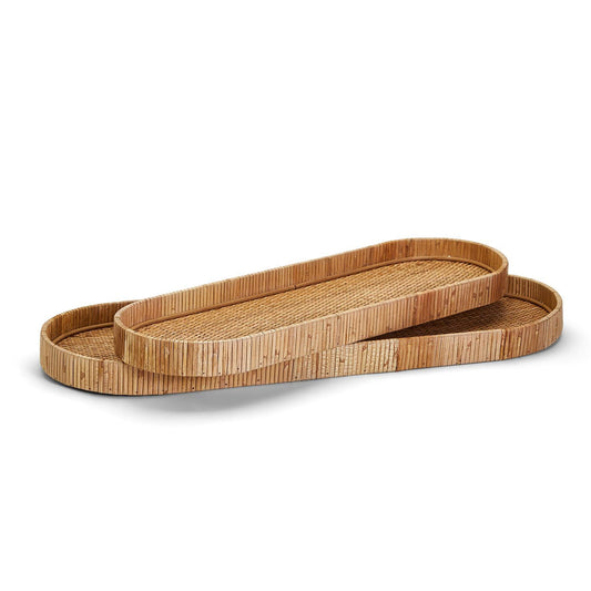 Two's Company Oval Rattan Platter, Large