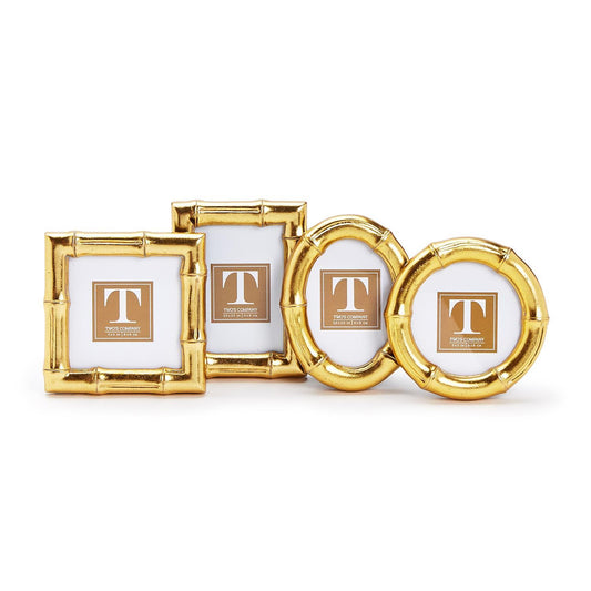Two's Company Rectangle Gold Bamboo Frame