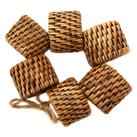 Rattan Oval Napkin Rings, 6pc