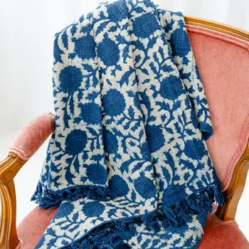 Rahab's Rope Indigo Fields Throw Blanket