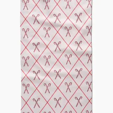 Geometry Festive Candy Canes Tea Towel