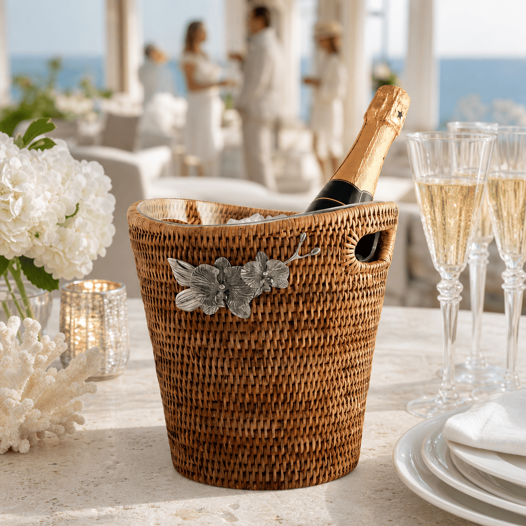 Orchids Hand Woven Wicker Rattan Champagne  / Ice Bucket