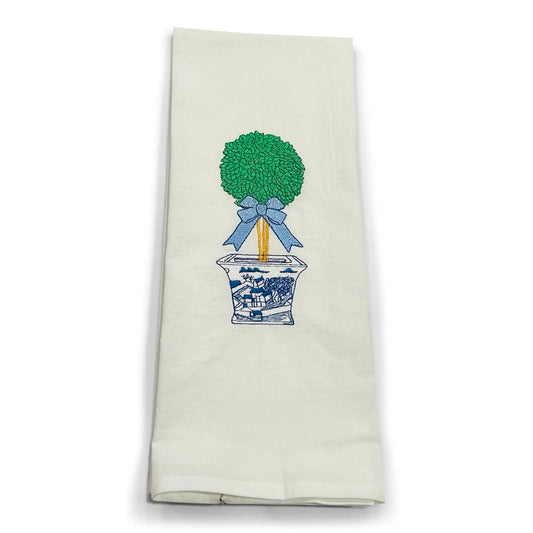 Vibrantly Tea Towel White Topiary