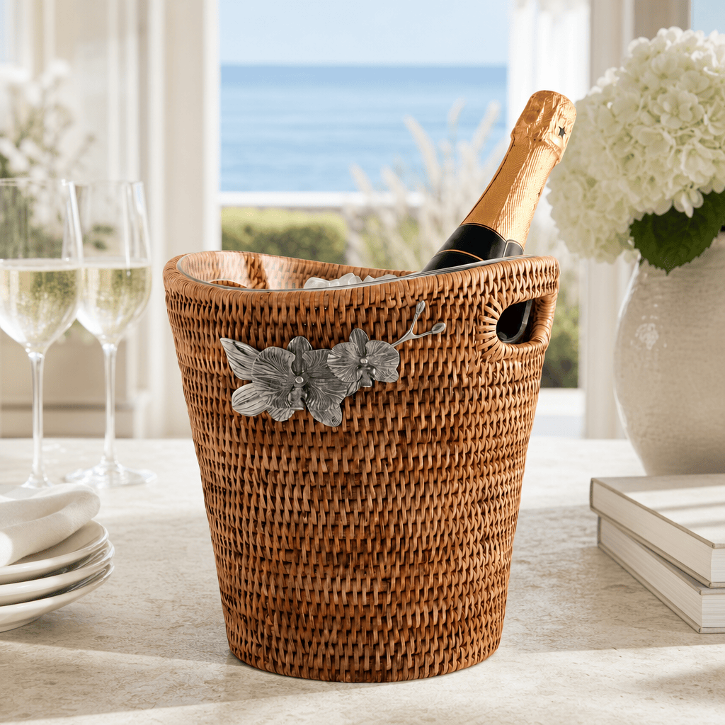 Orchids Hand Woven Wicker Rattan Champagne  / Ice Bucket