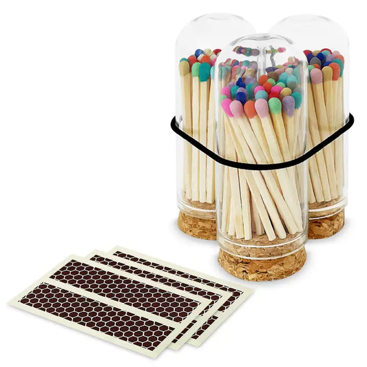 2" Matches In Mini Cloche Jar - Rainbow