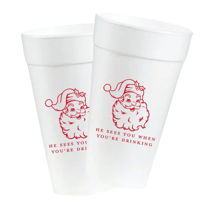 He Sees You Santa Styro Cup