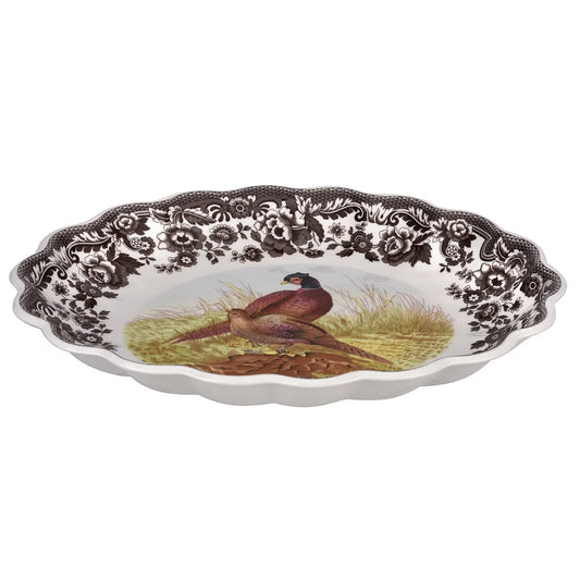 Spode Woodland Oval Fluted Dish 14.5 In Pheasant