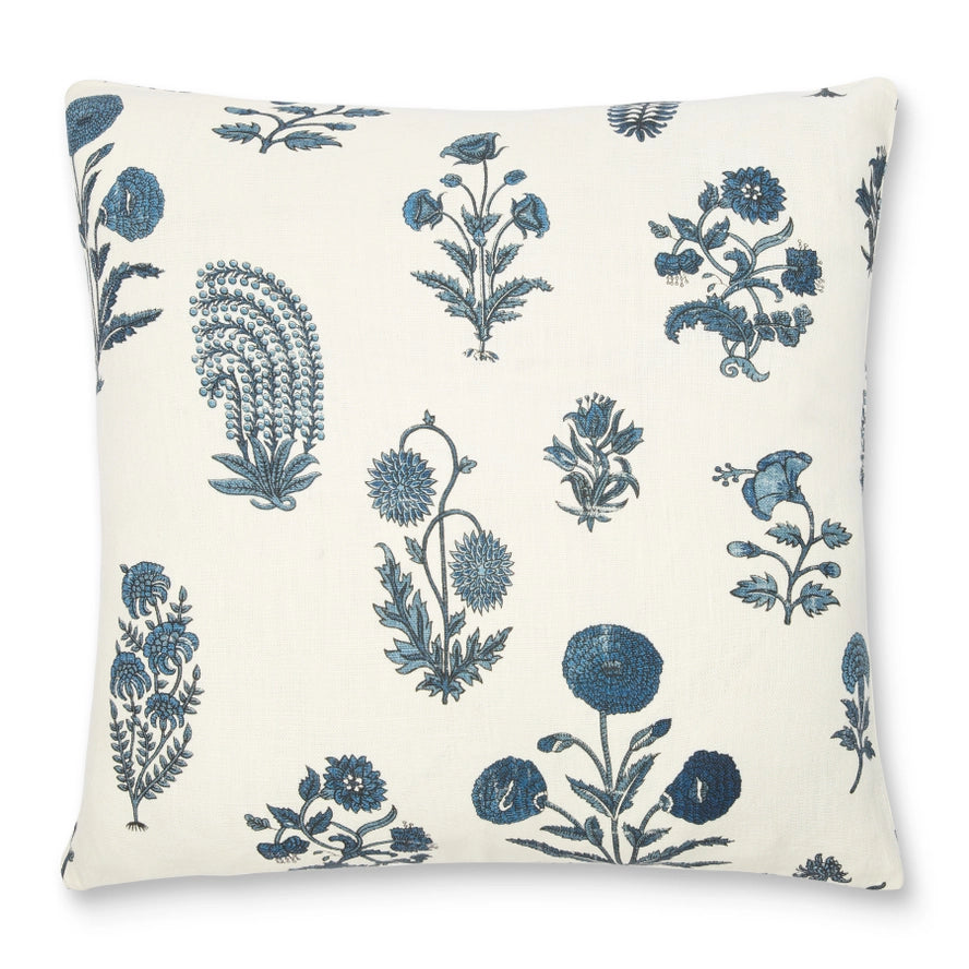Botanical Print Cushion Cover Citrine Blue Oatmeal, 16x22