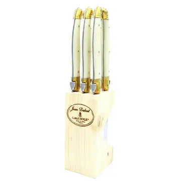FF 6 Steak Knives Ivory In Block