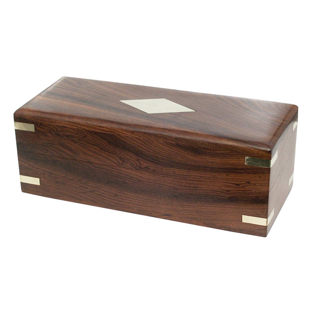Wood Telescope Box with Brass Diamond Inlay | Tabletop decor