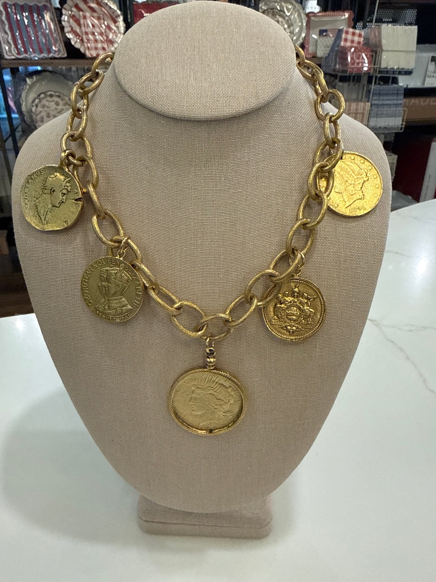 5 Coin Link Necklace