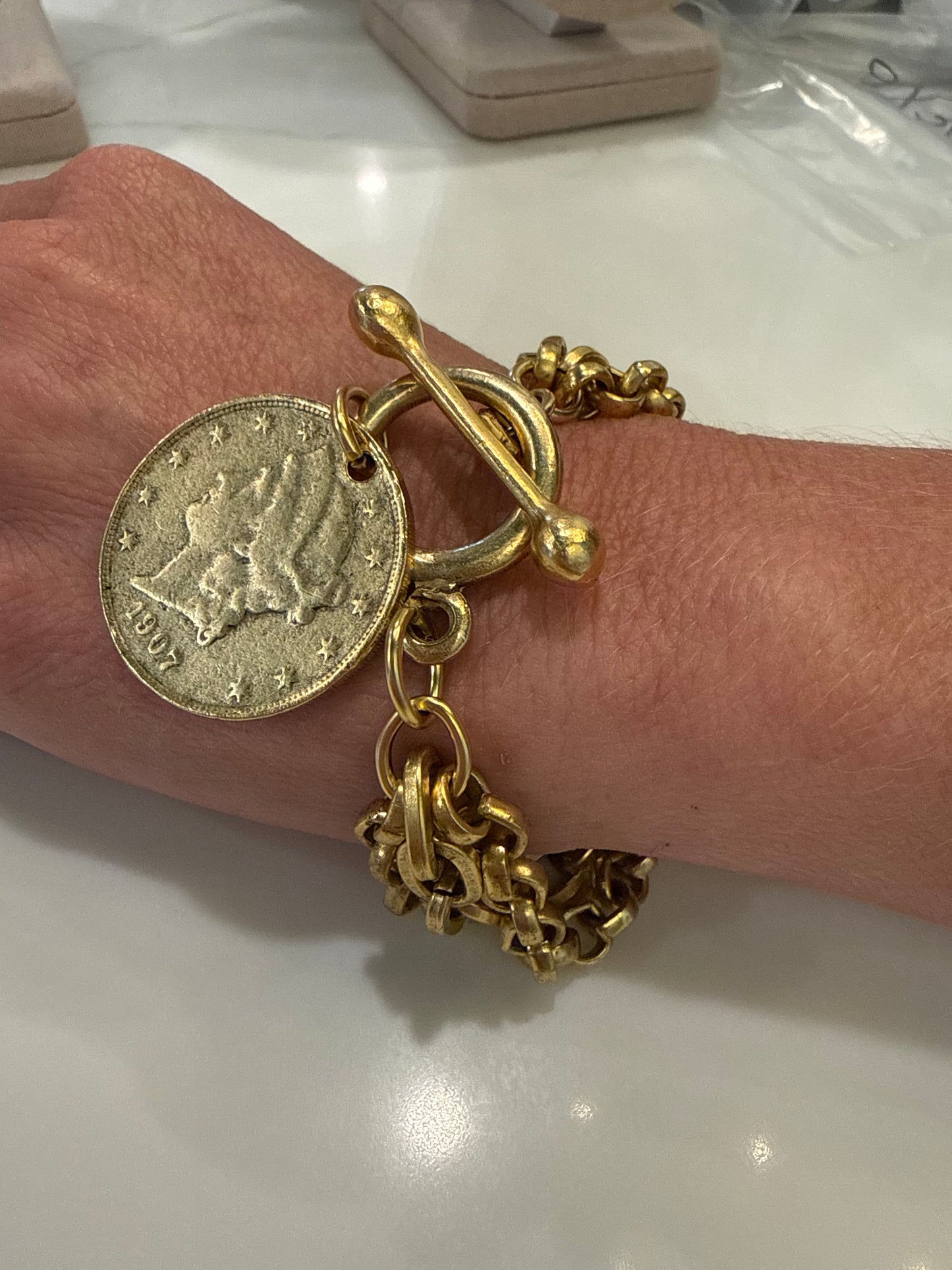 Triple Chain with 1907 Coin Bracelet