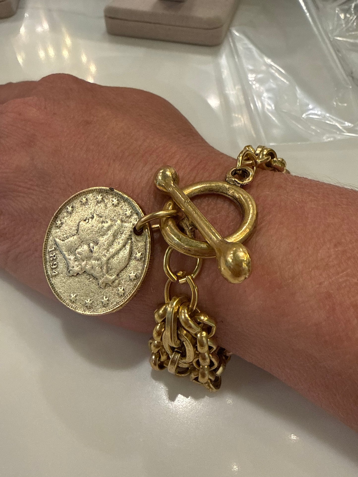 Triple Chain with 1894 Coin Bracelet