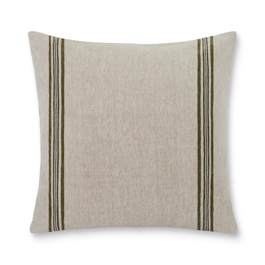 Antibes Natural & Green Sq Cushion Cover + Insert 22"x22"