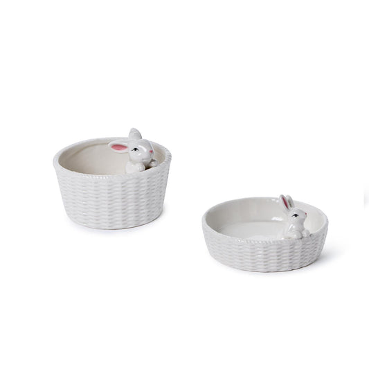 Two's Company Bunny W/basket Tidbit Dish, Shallow