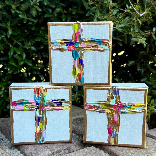 Multicolored Textured Cross Canvas