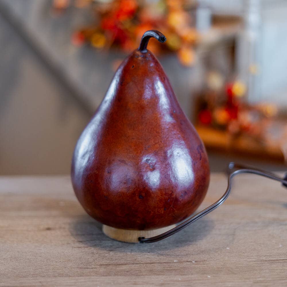 Hand-Crafted Gourd Luminary - Maple Leaf Silhouette Lit