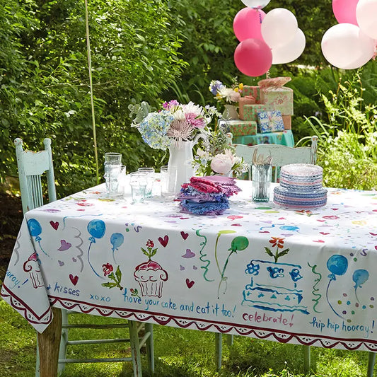 April Cornell Happy Birthday Tablecloth, 53x53