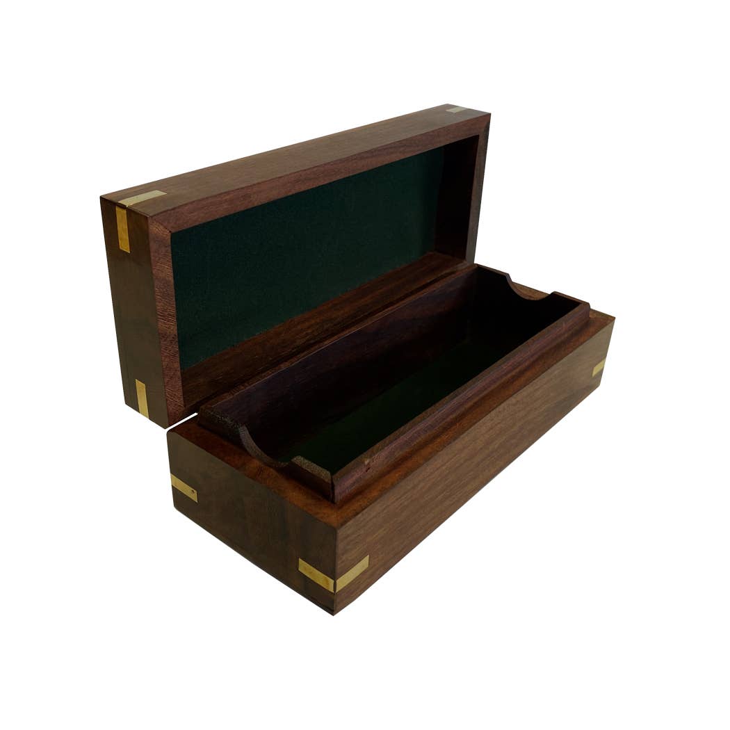 Wood Telescope Box with Brass Diamond Inlay | Tabletop decor