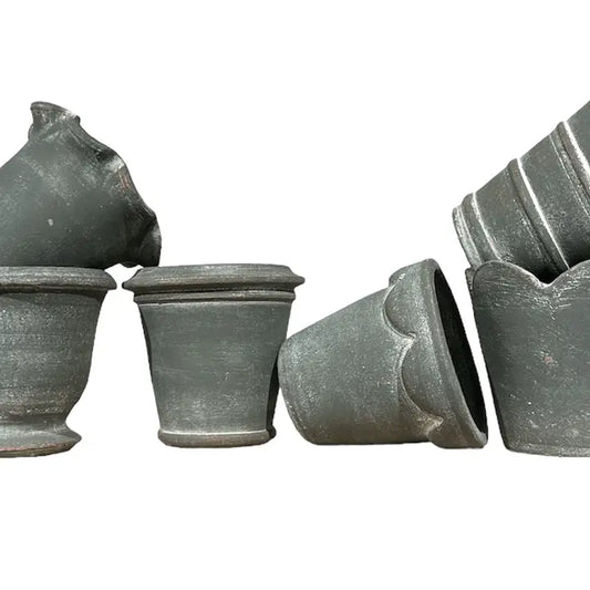 Botanical Collection Tall Herb Pots Set Of 6, Pewter
