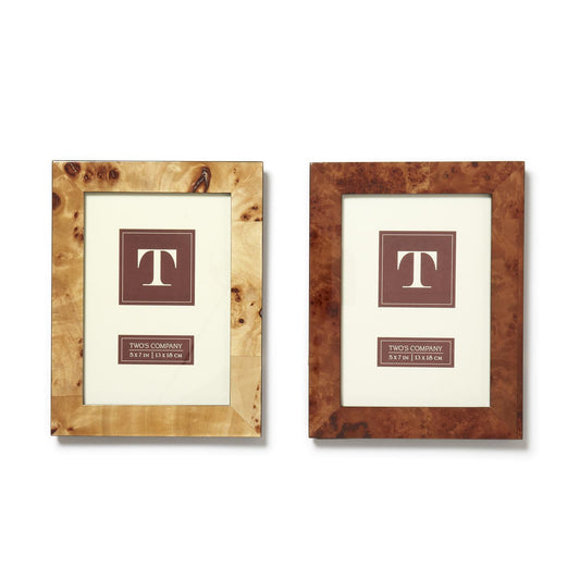 Two's Company Light Burl Wood Frame, 5x7