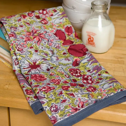 Couleur Nature Jardin Red & Grey Tea Towel