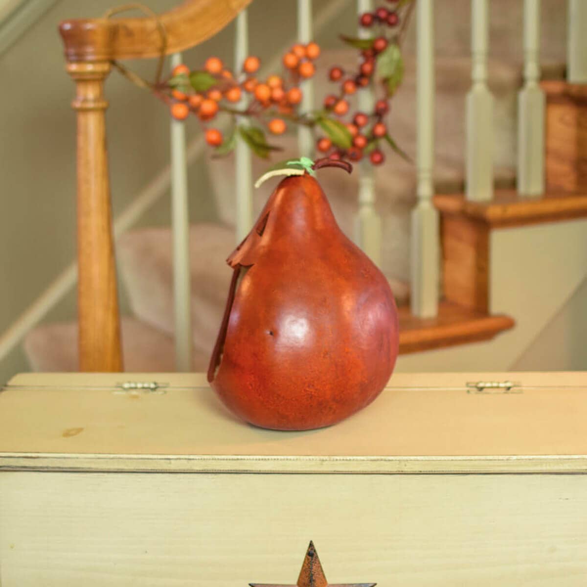 Hand-Crafted Gourd - Jack-O-Lantern Large Candy Dish