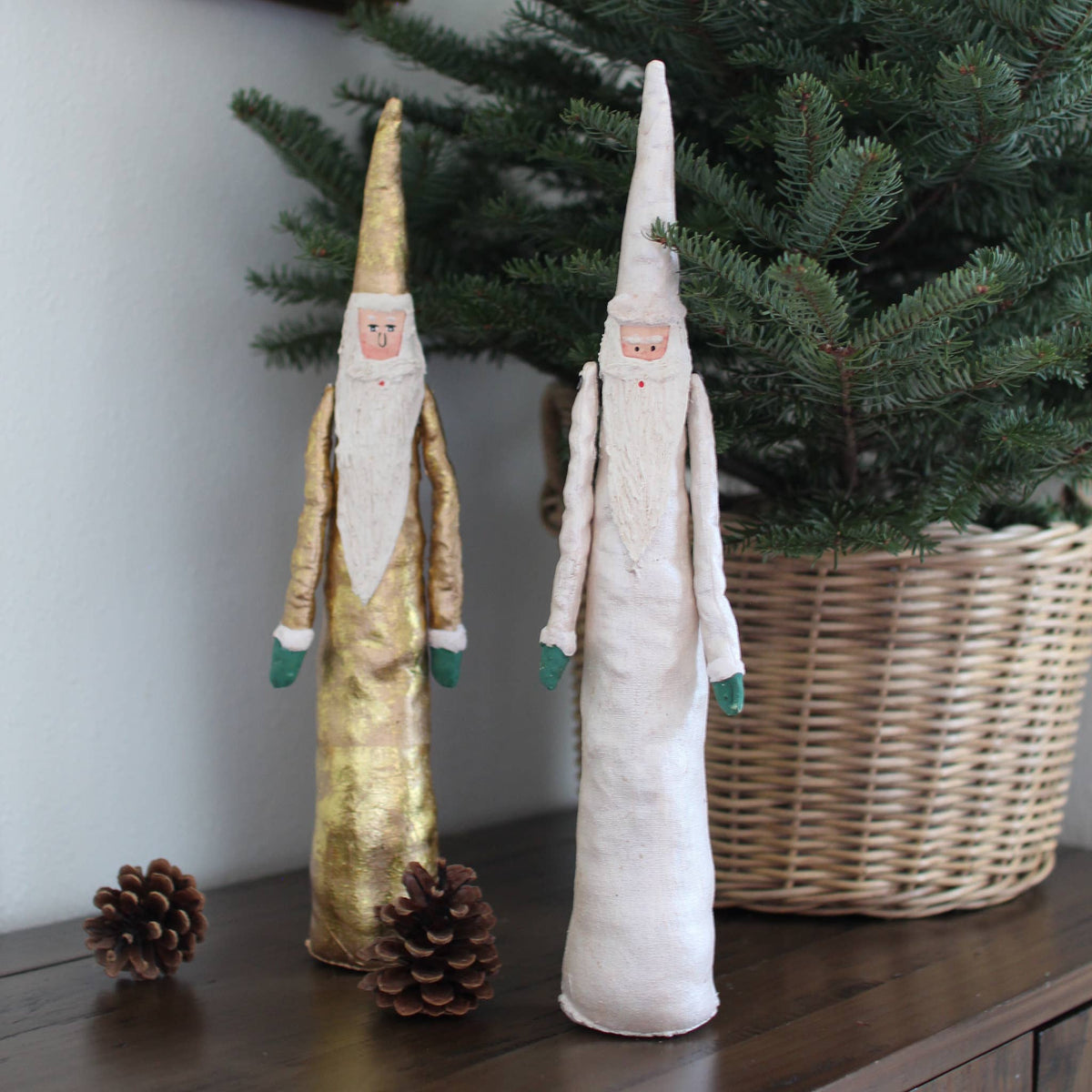 16" Canvas Tall Slim Santa (Gold)
